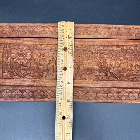 Vintage Book Slide Bookend Carved Wooden Elephant Bohemian Retro Boho India - Picture 10 of 11